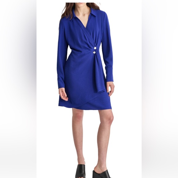 DKNY Royal Blue Long Sleeve Dress - Picture 2 of 7